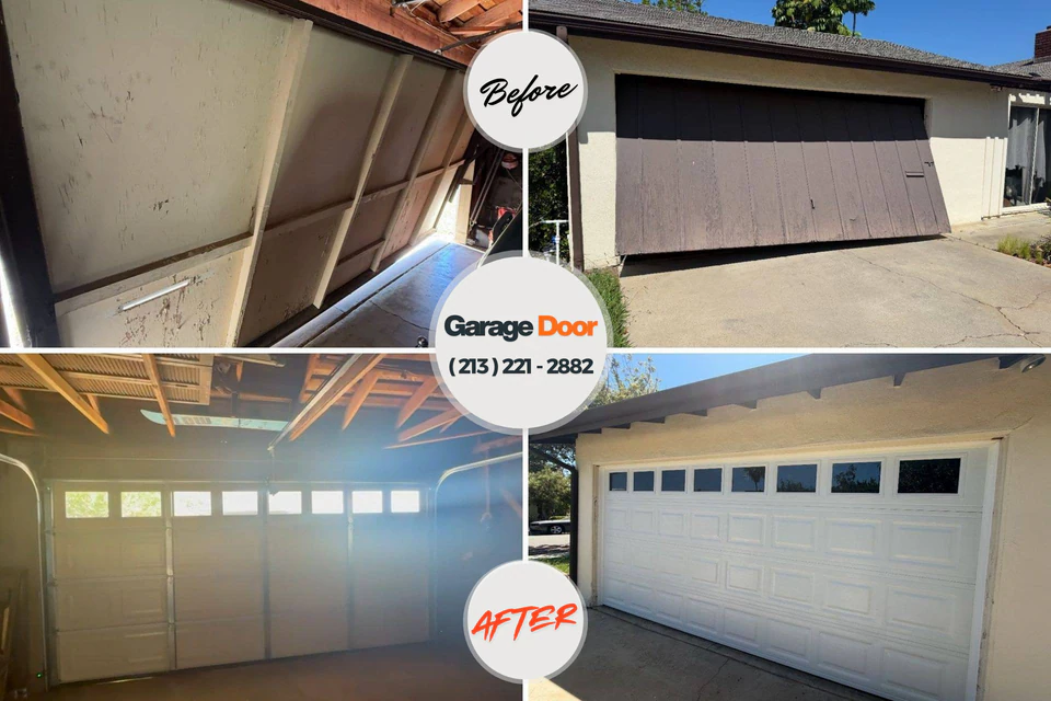 Before and after: garage door repair Rincon Valley, AZ